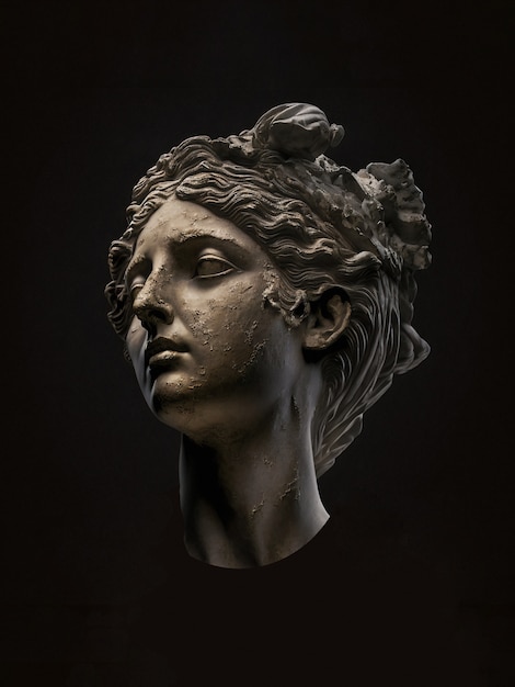 Foto gratuita cabeza de diosa griega de piedra