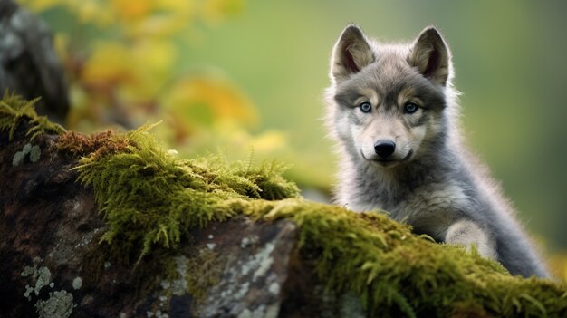 Cachorro de lobo en ambiente natural