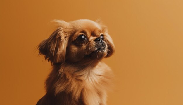 Cachorro de Pomerania de pura raza esponjoso juguetón y mimado generado por IA