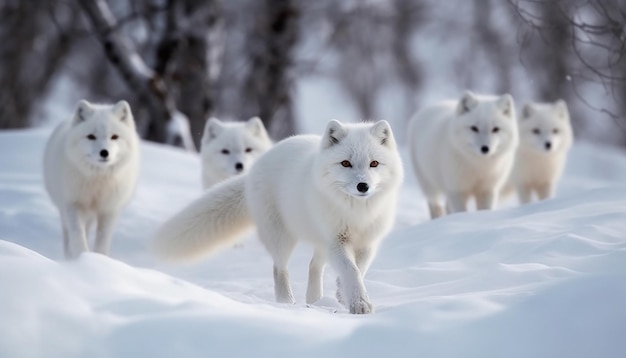 Foto gratuita cachorro samoyedo esponjoso jugando en la nieve ia generativa