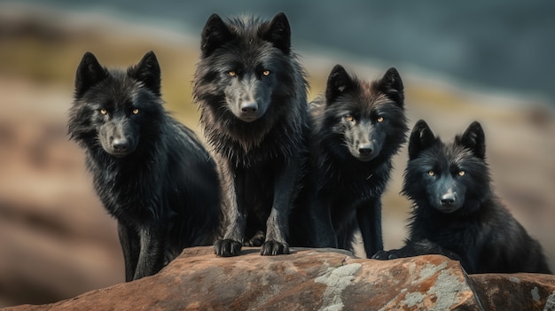 Foto gratuita cachorros de lobo en ambiente natural