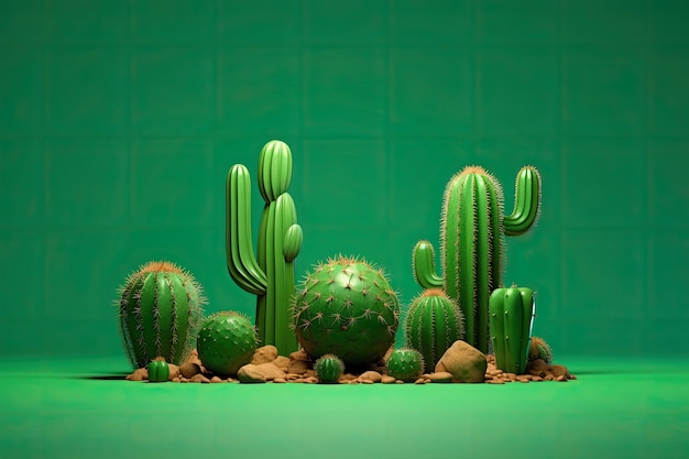 Cactus del desierto en un arreglo de estudio