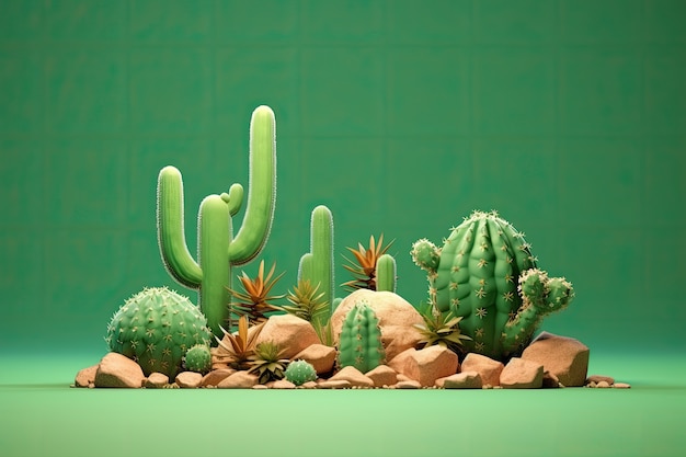 Cactus del desierto en un arreglo de estudio