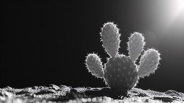 Cactus del desierto blanco y negro