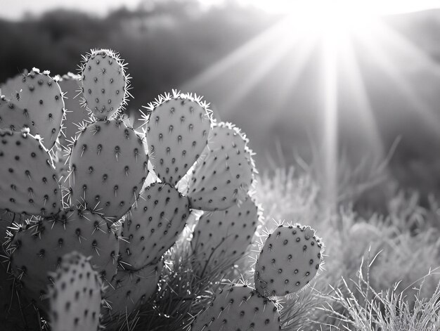 Cactus del desierto blanco y negro