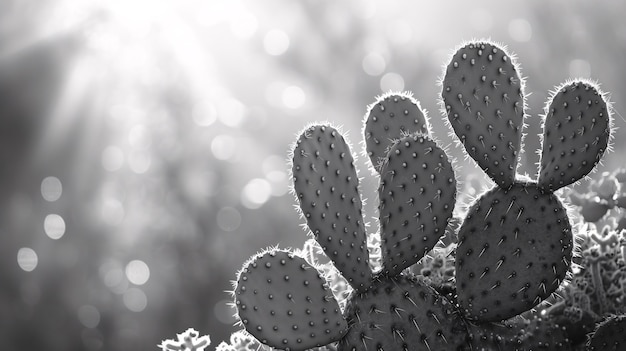 Cactus del desierto blanco y negro