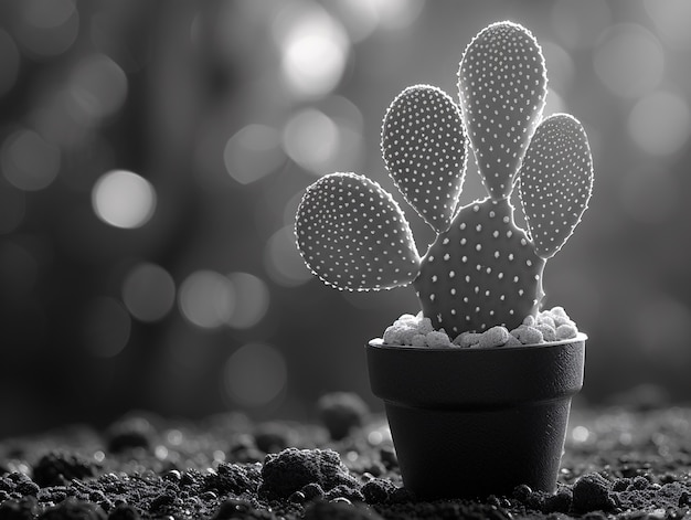 Cactus del desierto blanco y negro