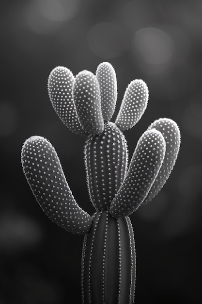 Cactus del desierto blanco y negro