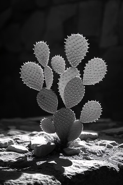 Cactus del desierto blanco y negro