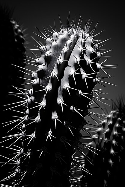 Cactus del desierto blanco y negro