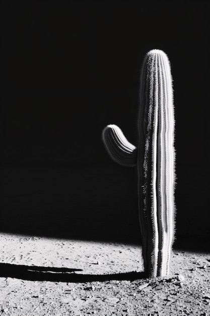 Foto gratuita cactus del desierto blanco y negro