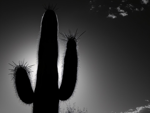 Foto gratuita cactus del desierto blanco y negro