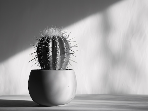 Foto gratuita cactus del desierto blanco y negro