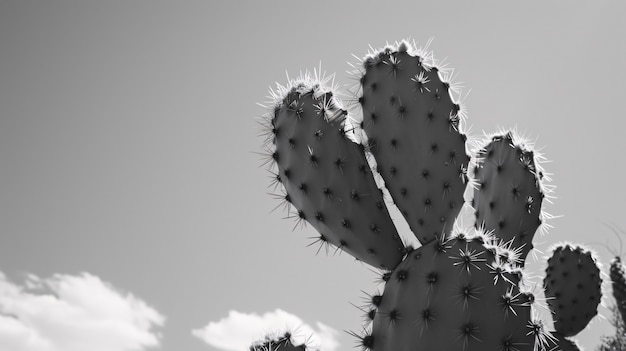 Foto gratuita cactus del desierto blanco y negro