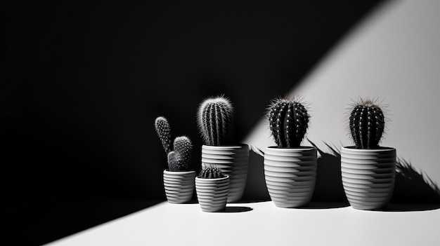 Cactus del desierto blanco y negro