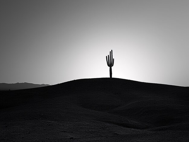 Cactus del desierto blanco y negro