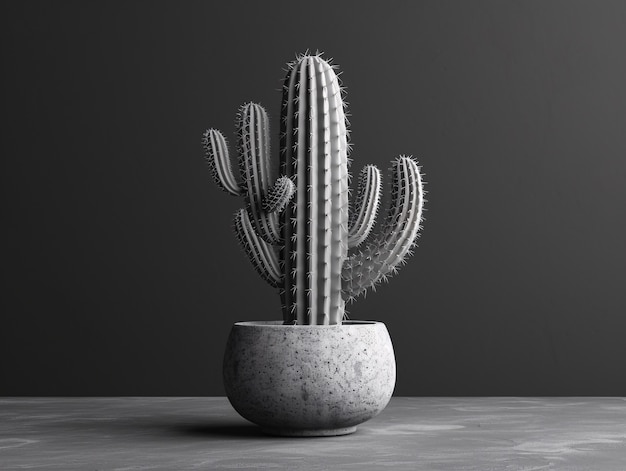 Cactus del desierto blanco y negro