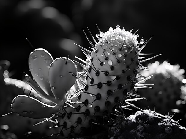 Cactus del desierto blanco y negro