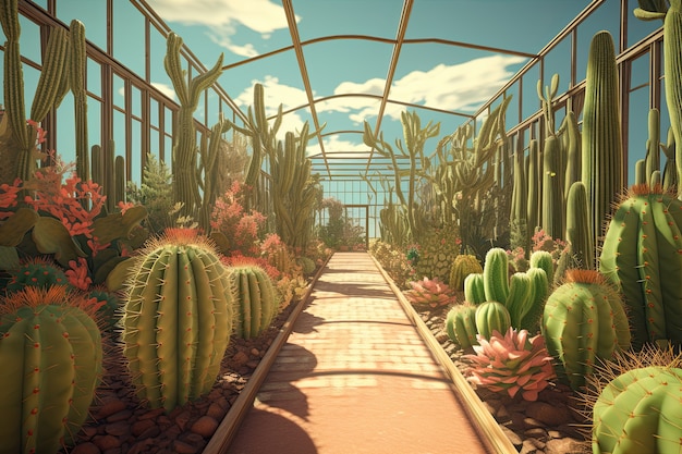 Foto gratuita cactus del desierto en invernadero