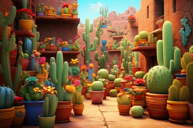 Foto gratuita los cactus del desierto en macetas