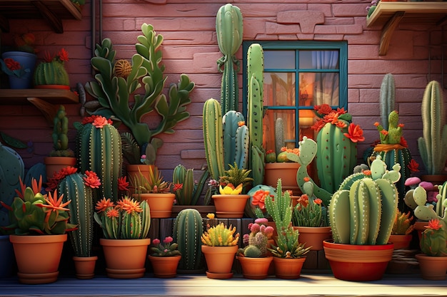 Foto gratuita los cactus del desierto en macetas