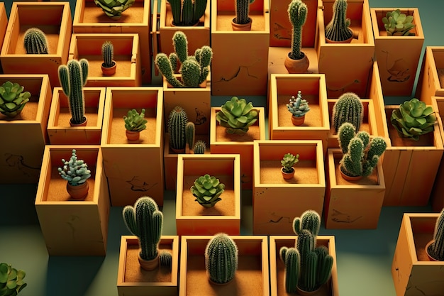 Foto gratuita los cactus del desierto en macetas