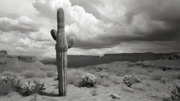 Cactus del desierto monocromático