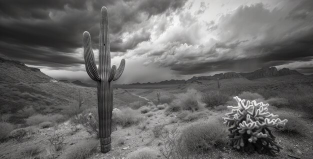 Cactus del desierto monocromático