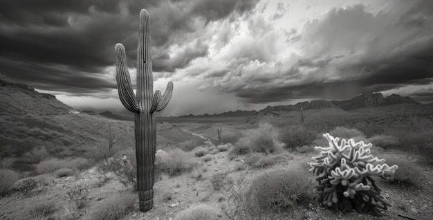 Cactus del desierto monocromático