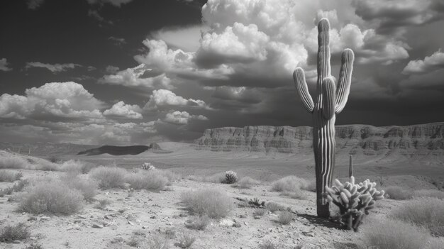 Cactus del desierto monocromático