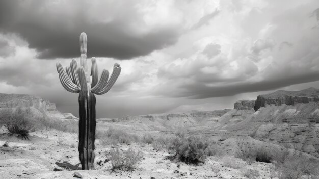 Cactus del desierto monocromático