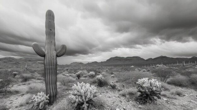 Cactus del desierto monocromático