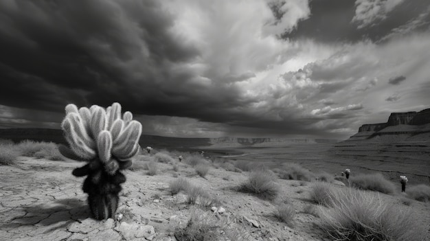 Cactus del desierto monocromático