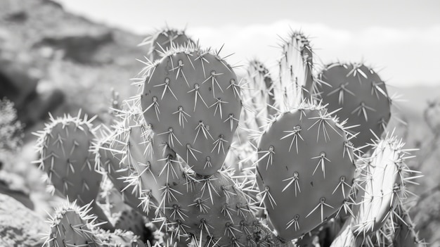 Foto gratuita cactus del desierto monocromático