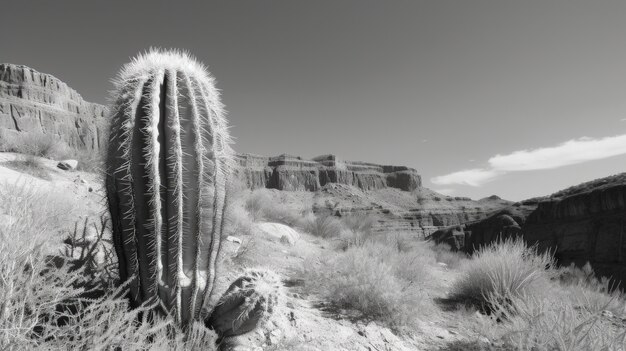 Cactus del desierto monocromático