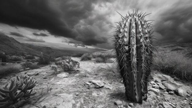 Cactus del desierto monocromático