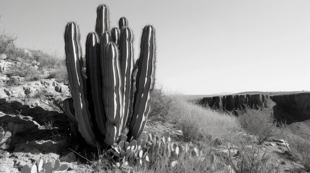 Cactus del desierto monocromático