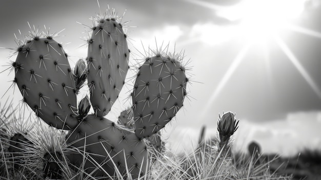 Foto gratuita cactus del desierto monocromático