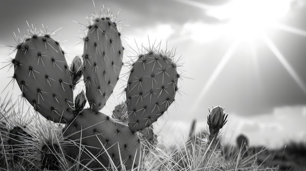 Cactus del desierto monocromático