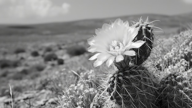 Foto gratuita cactus del desierto monocromático