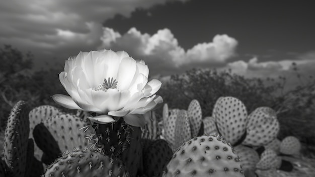 Foto gratuita cactus del desierto monocromático