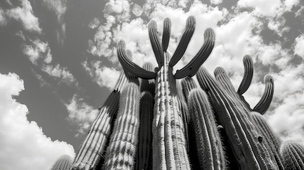 Foto gratuita cactus del desierto monocromático