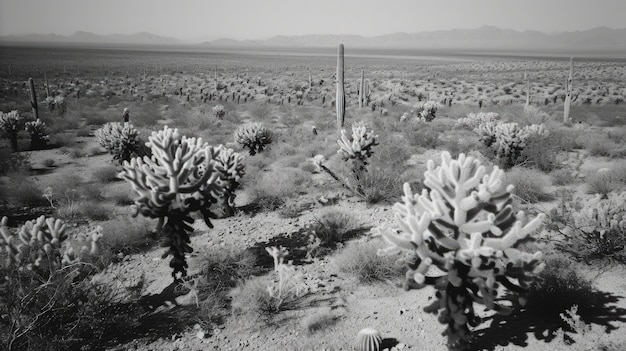 Foto gratuita cactus del desierto monocromático