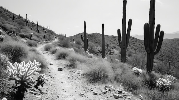 Foto gratuita cactus del desierto monocromático