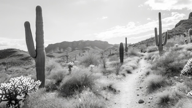 Foto gratuita cactus del desierto monocromático