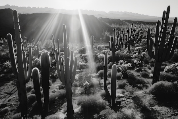 Cactus del desierto monocromático