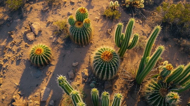 Foto gratuita cactus del desierto en la naturaleza vista de arriba