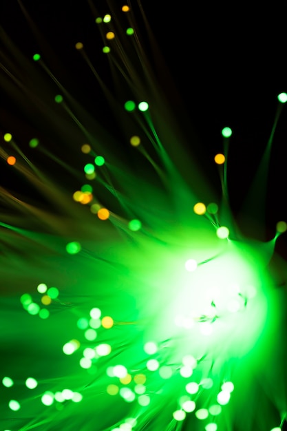 Foto gratuita cadena de luces de fibra óptica en verde