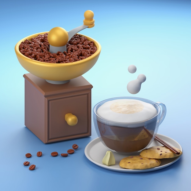 Foto gratuita café y galletas de estilo de dibujos animados