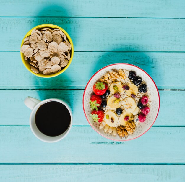 Café, muesli y cereales